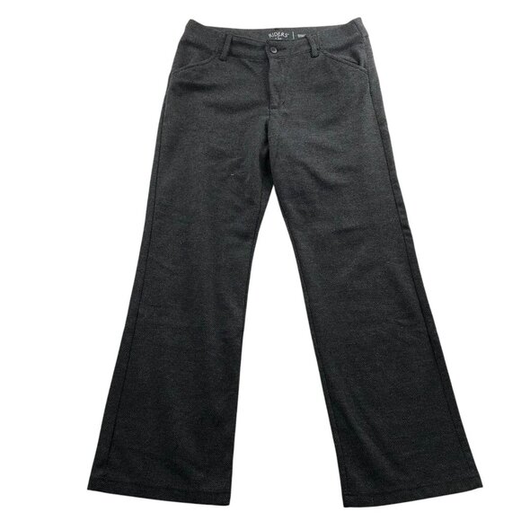 Riders By Lee Womens Pants Size 32 Measured Herringbone Trousers Black Wide Leg - Picture 1 of 11
